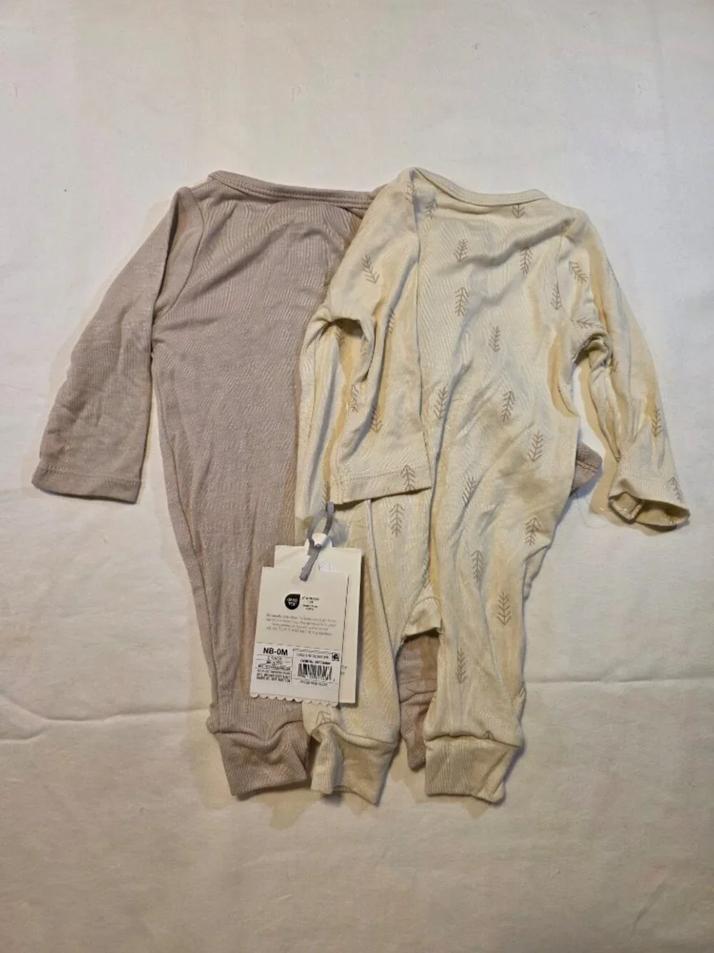 Baby 2pk Leaf So Very Soft Modal Blend Romper - Cloud Island™ Cream Newborn: Lon